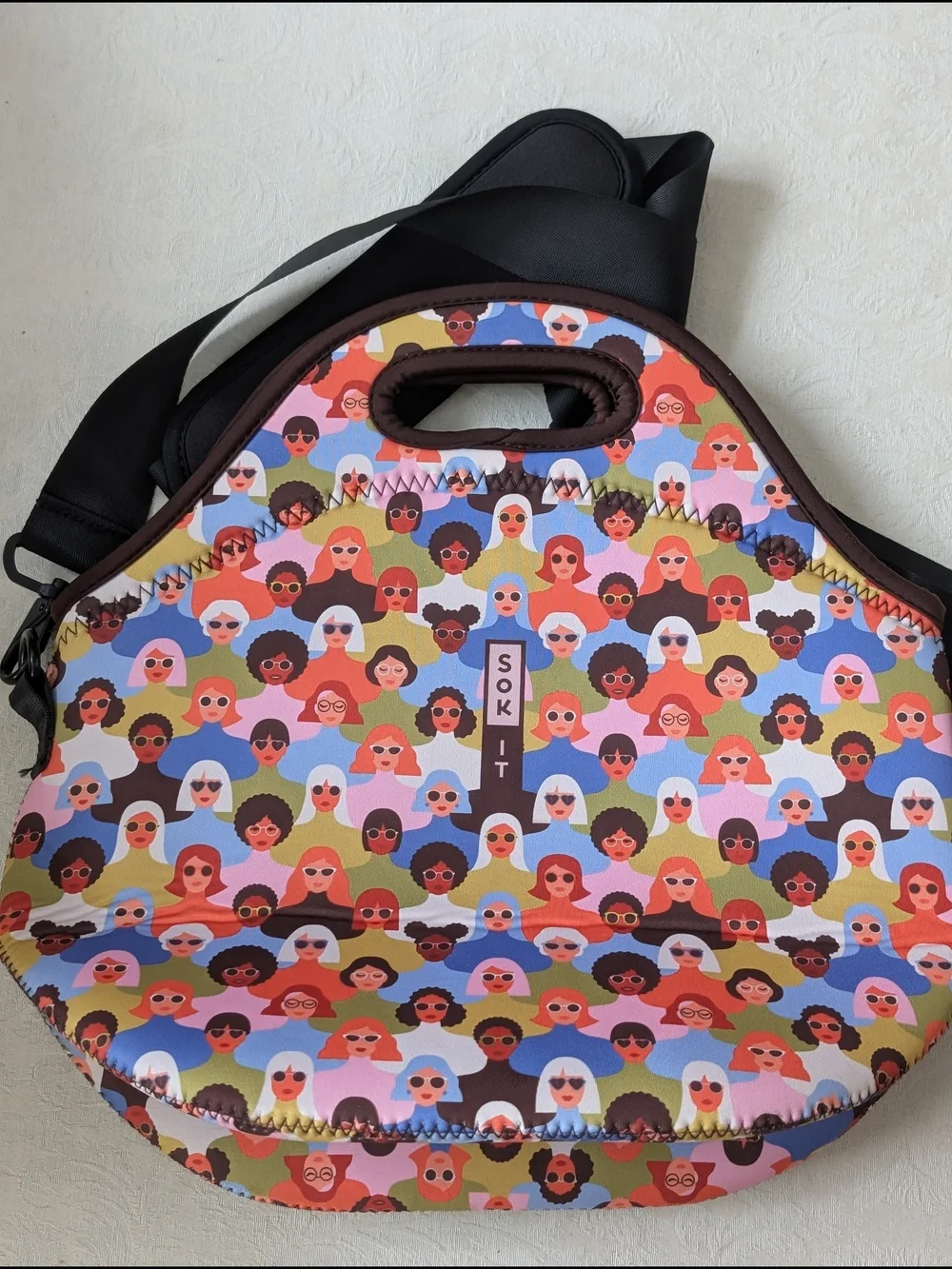 SOK-IT Insulated Neoprene Lunch Bag w/ Adjustable Shoulder Strap, Zipper